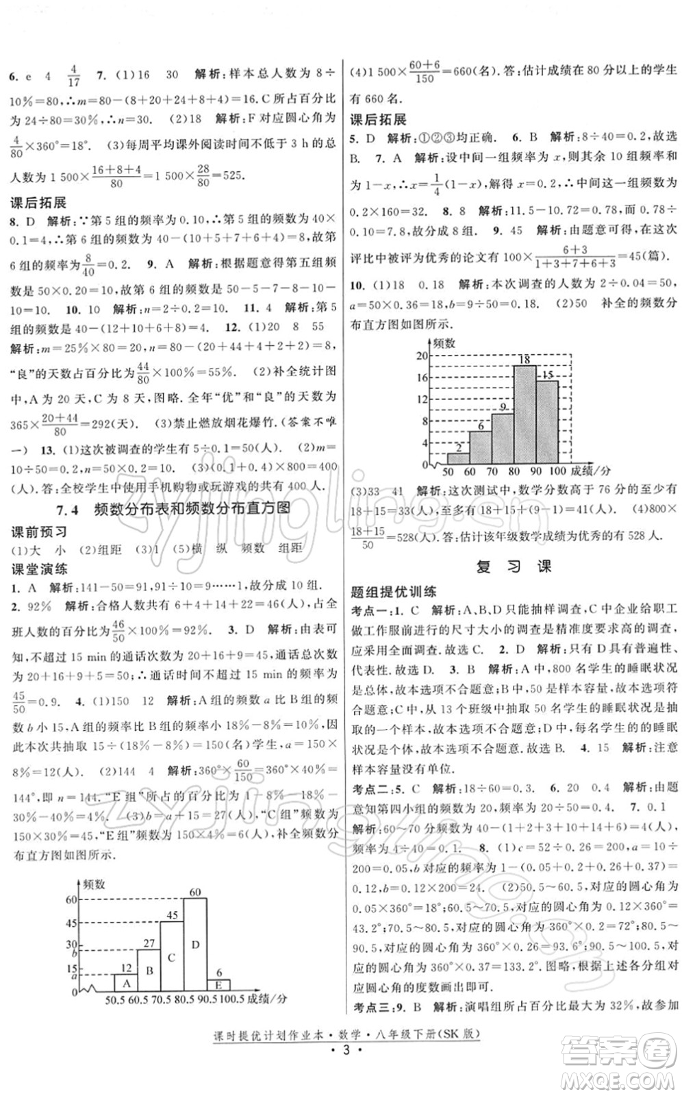 江蘇人民出版社2022課時(shí)提優(yōu)計(jì)劃作業(yè)本八年級(jí)數(shù)學(xué)下冊(cè)SK蘇科版答案