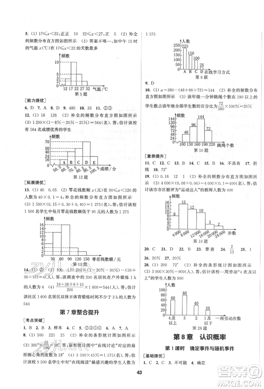 南京大學出版社2022提優(yōu)訓練課課練八年級下冊數(shù)學江蘇版徐州專版參考答案