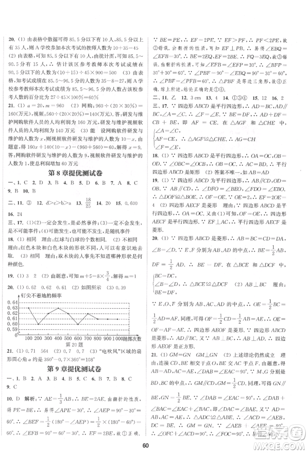 南京大學出版社2022提優(yōu)訓練課課練八年級下冊數(shù)學江蘇版徐州專版參考答案