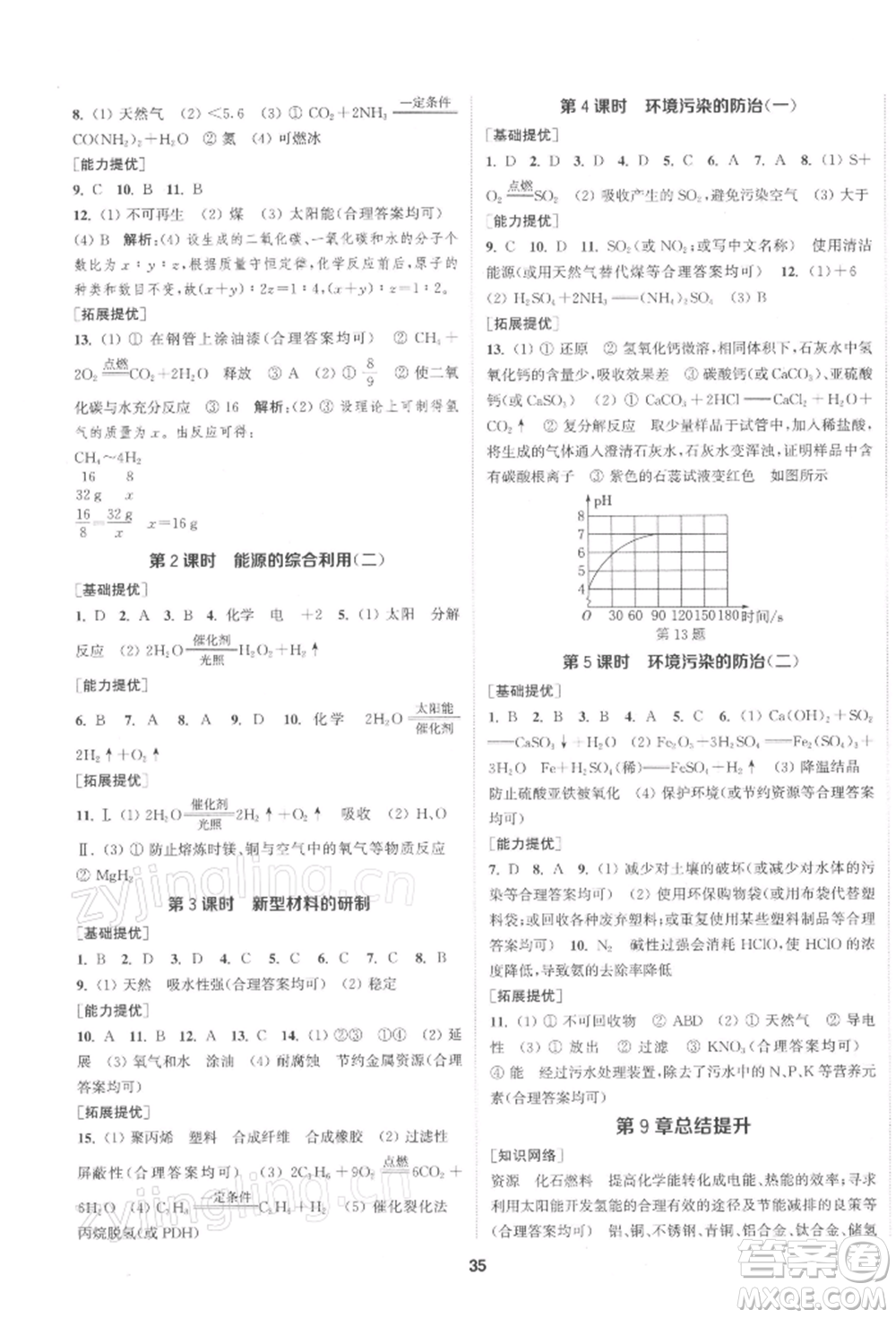 南京大學出版社2022提優(yōu)訓練課課練九年級下冊化學上海版徐州專版參考答案