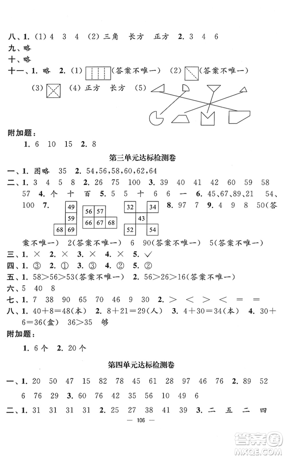 延邊大學(xué)出版社2022江蘇好卷一年級(jí)數(shù)學(xué)下冊(cè)蘇教版答案