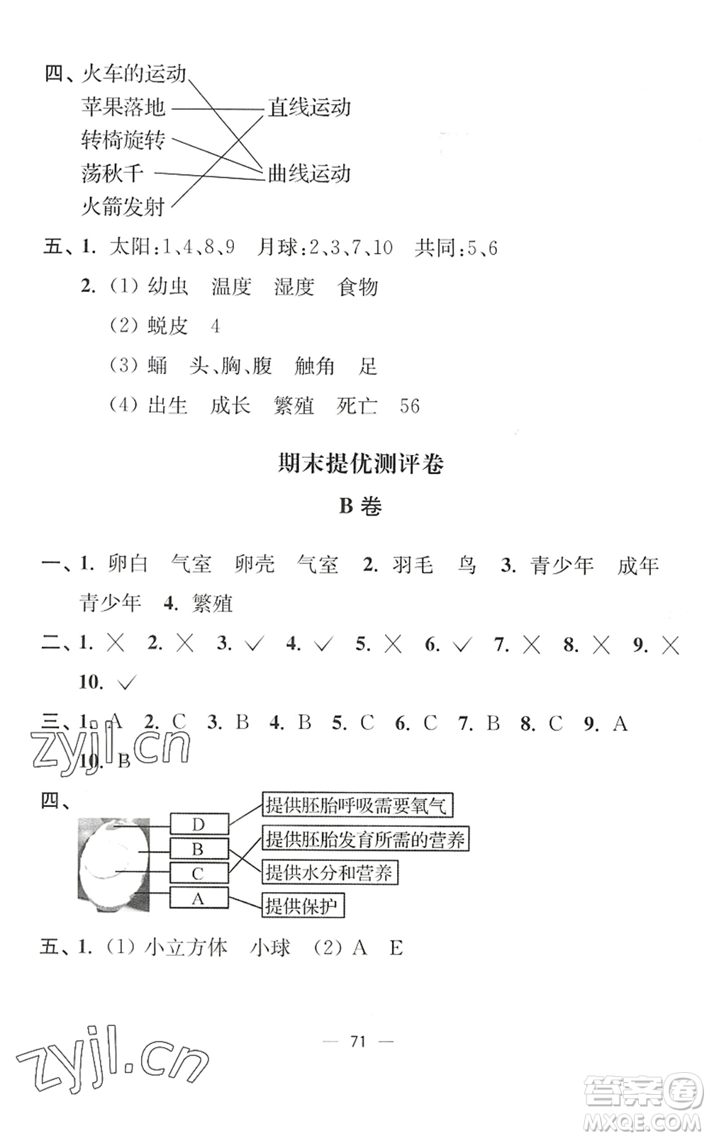 延邊大學(xué)出版社2022江蘇好卷三年級(jí)科學(xué)下冊(cè)教科版答案