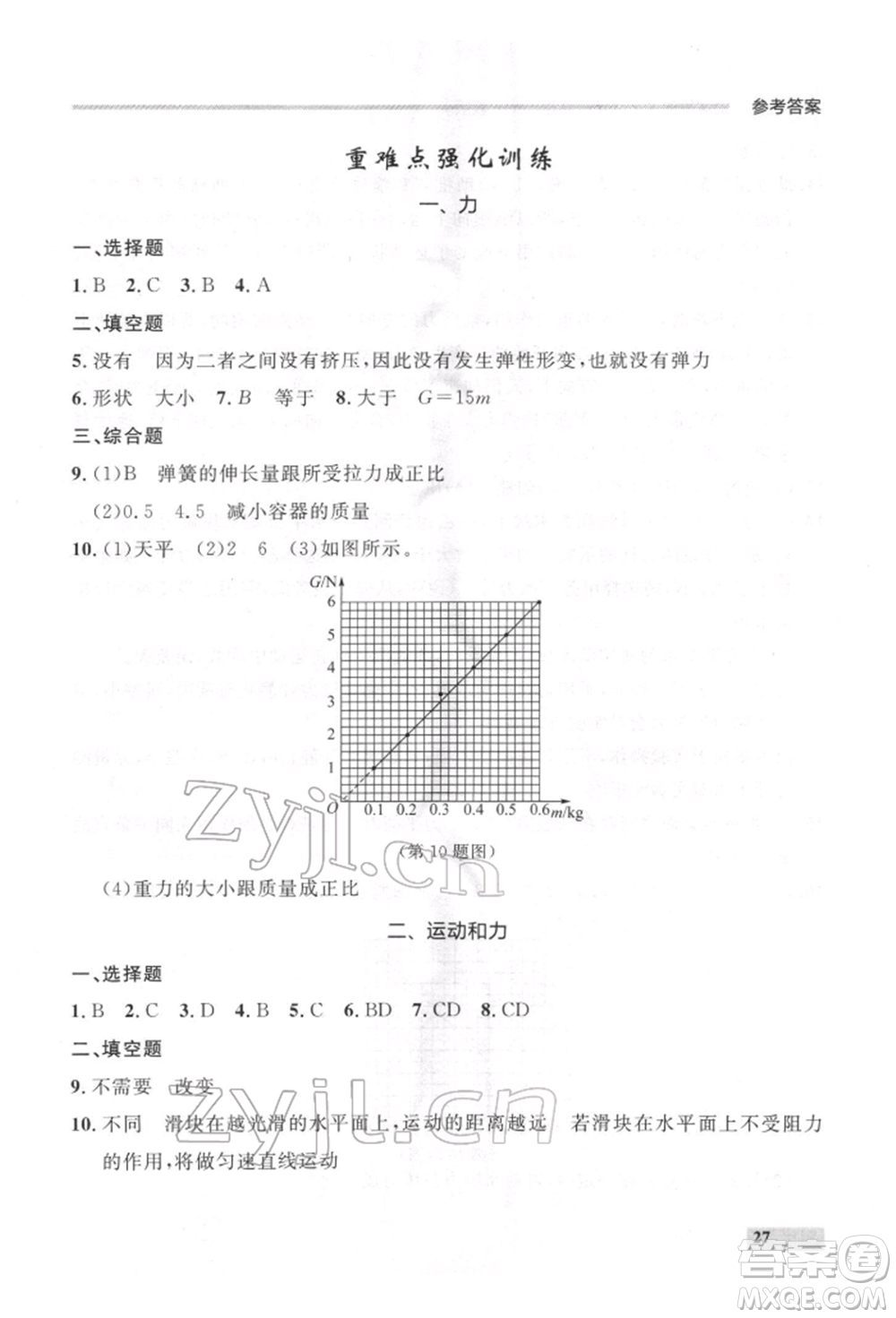 延邊大學(xué)出版社2022點(diǎn)石成金金牌每課通八年級下冊物理人教版大連專版參考答案