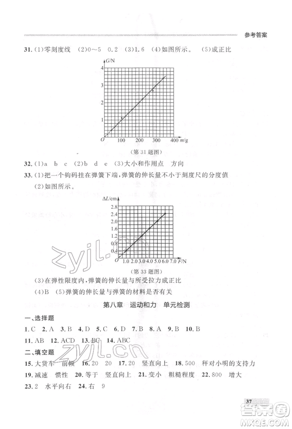 延邊大學(xué)出版社2022點(diǎn)石成金金牌每課通八年級下冊物理人教版大連專版參考答案