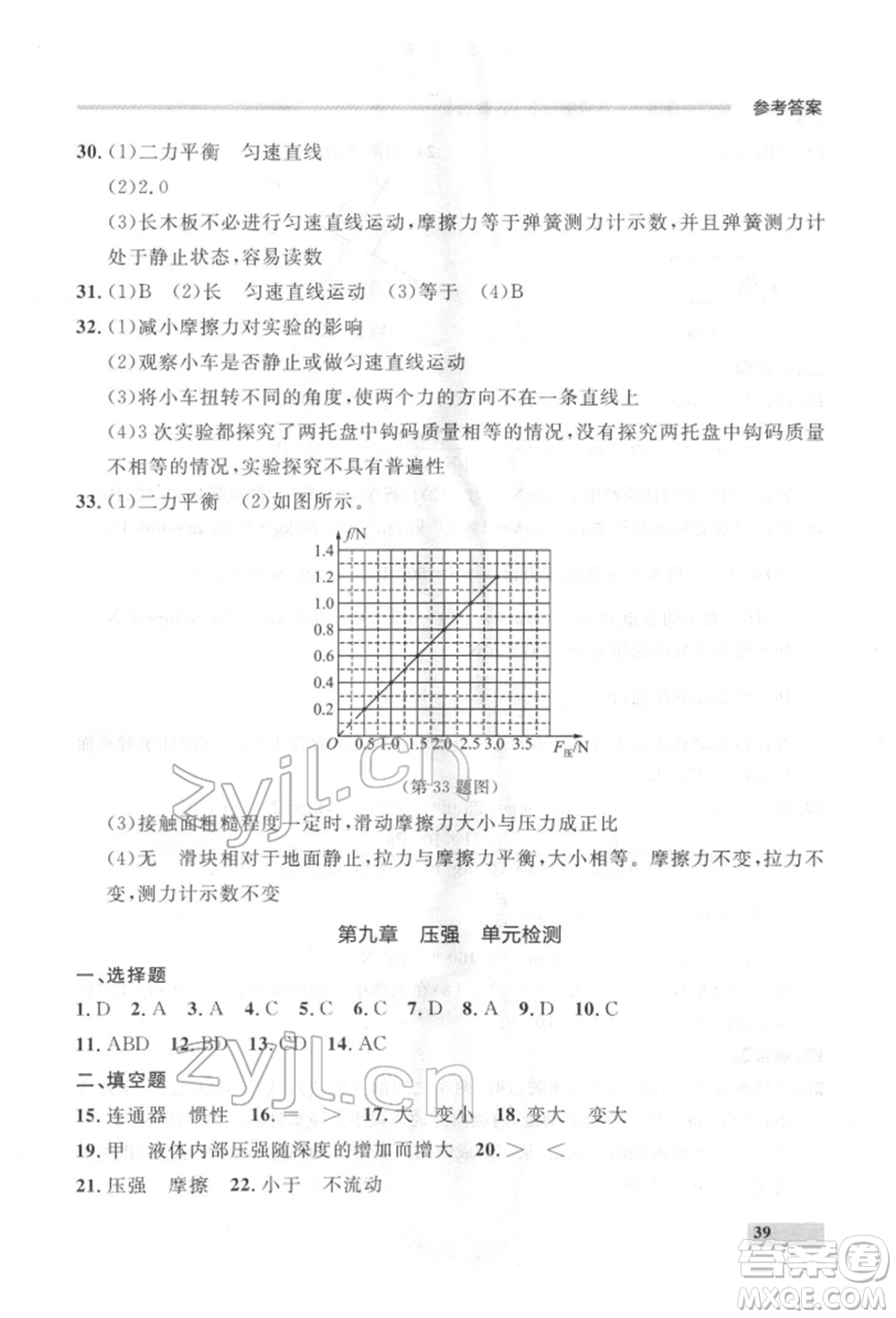 延邊大學(xué)出版社2022點(diǎn)石成金金牌每課通八年級下冊物理人教版大連專版參考答案