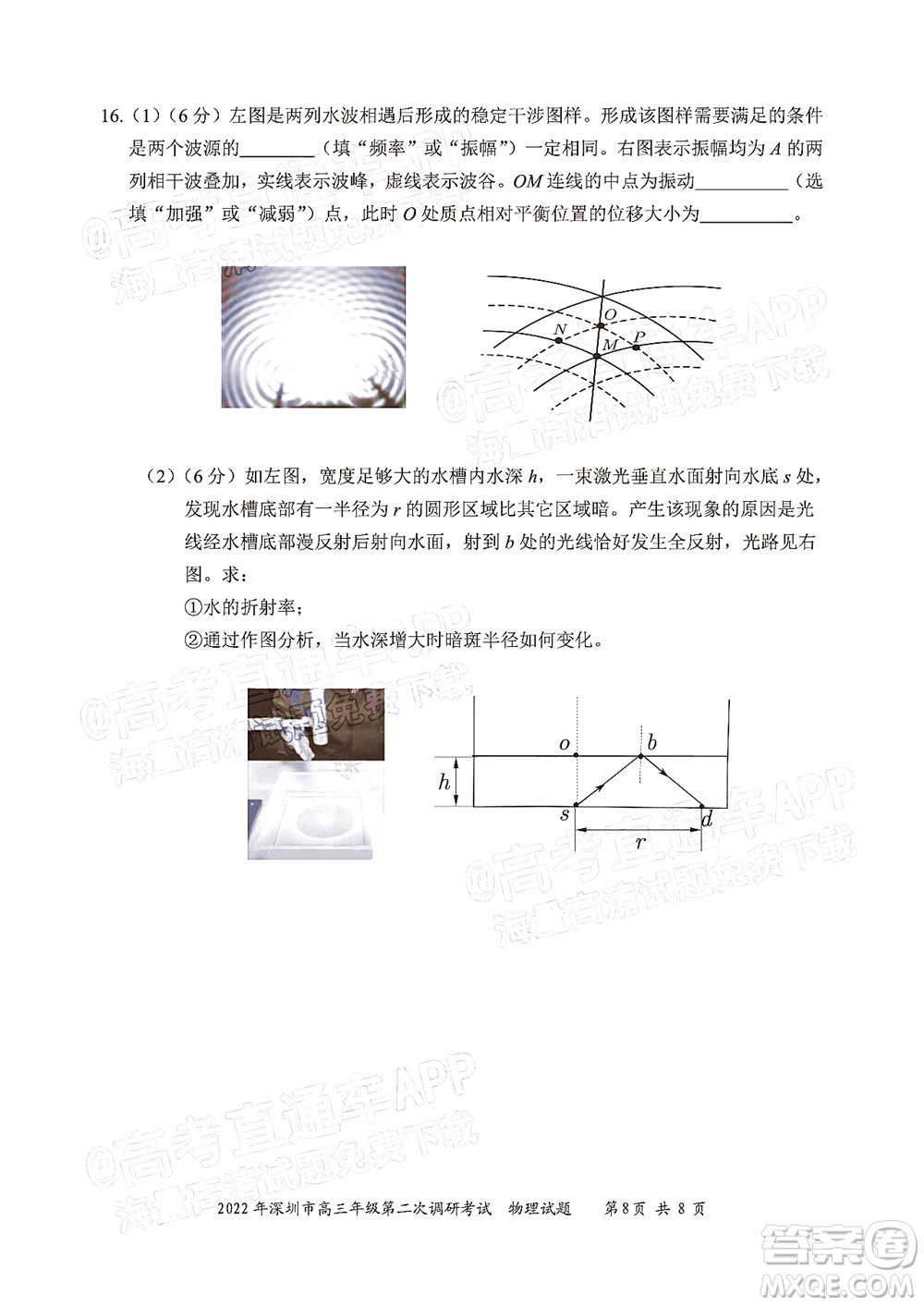 2022年深圳市高三年級(jí)第二次調(diào)研考試物理試題及答案