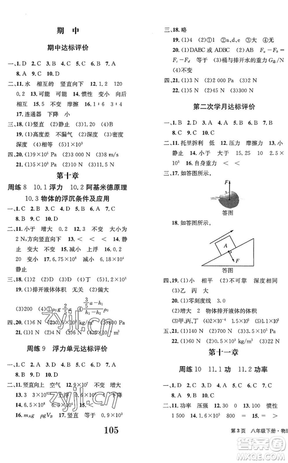 北京時代華文書局2022全程檢測卷學(xué)業(yè)達標(biāo)評價八年級物理下冊RJ人教版答案