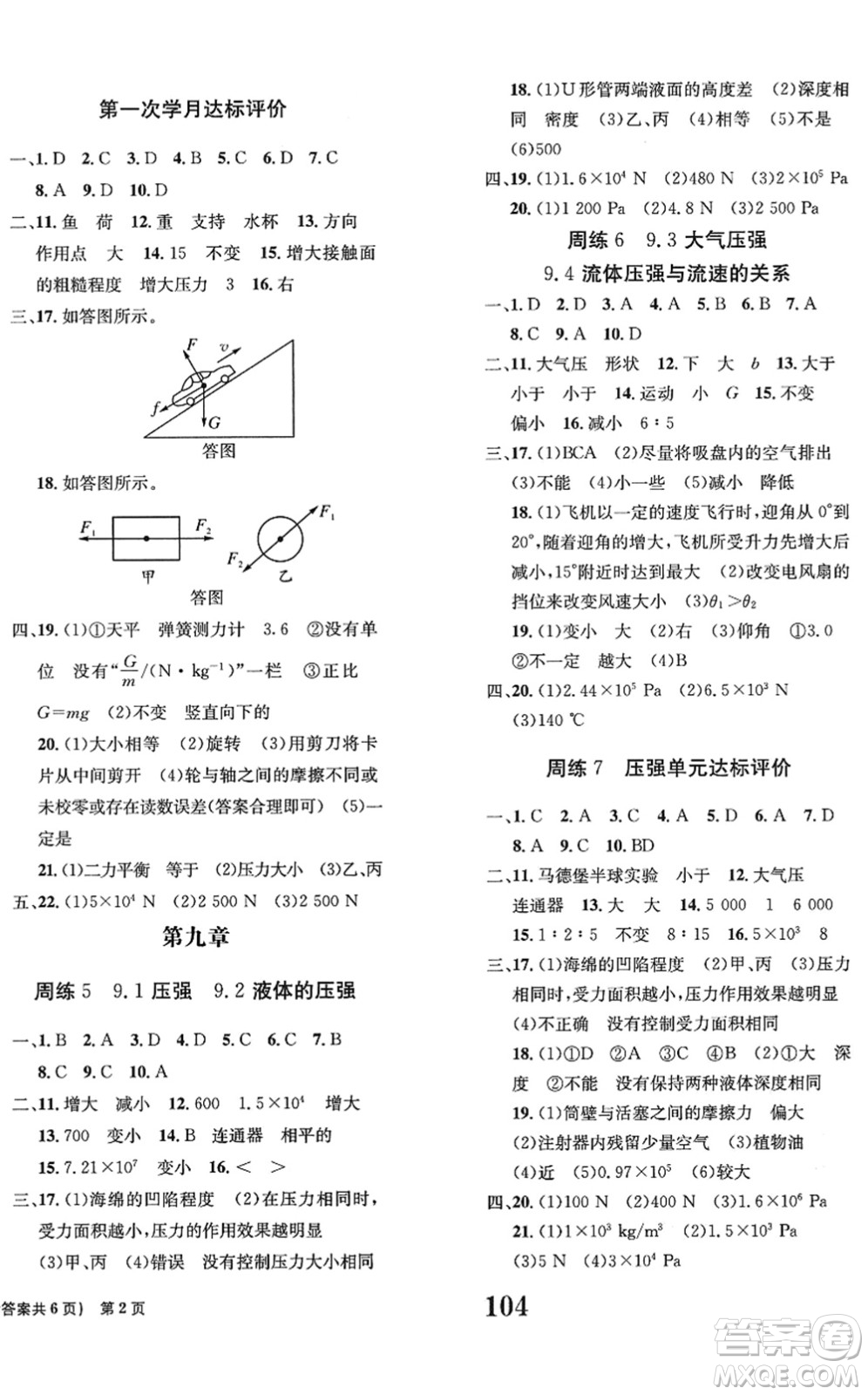 北京時代華文書局2022全程檢測卷學(xué)業(yè)達標(biāo)評價八年級物理下冊RJ人教版答案