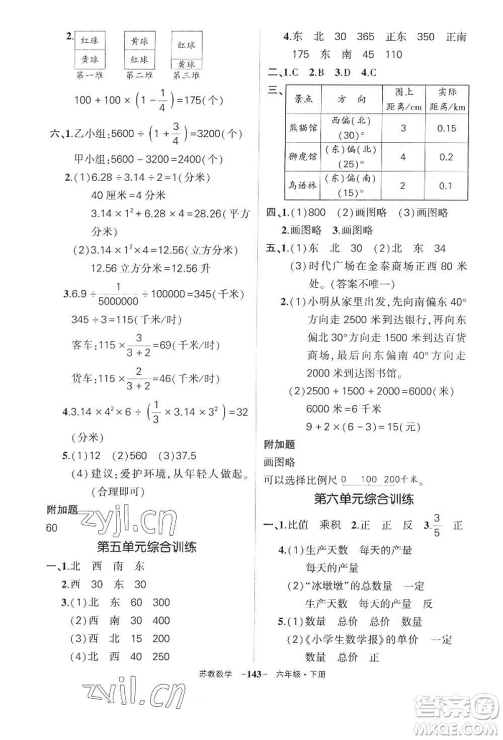 西安出版社2022狀元成才路創(chuàng)優(yōu)作業(yè)100分六年級下冊數(shù)學(xué)蘇教版參考答案