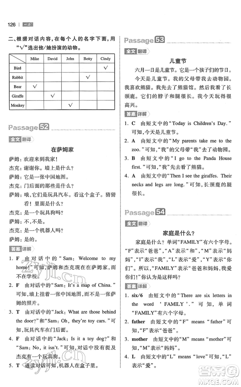 江西人民出版社2022一本小學(xué)英語閱讀訓(xùn)練100篇三年級(jí)人教版答案