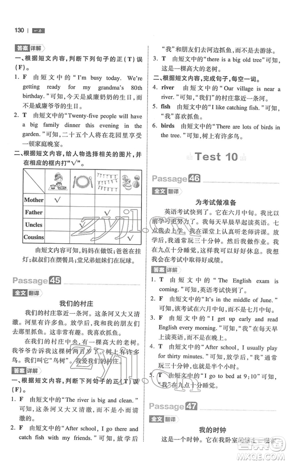 江西人民出版社2022一本小學英語閱讀訓練100篇四年級人教版答案