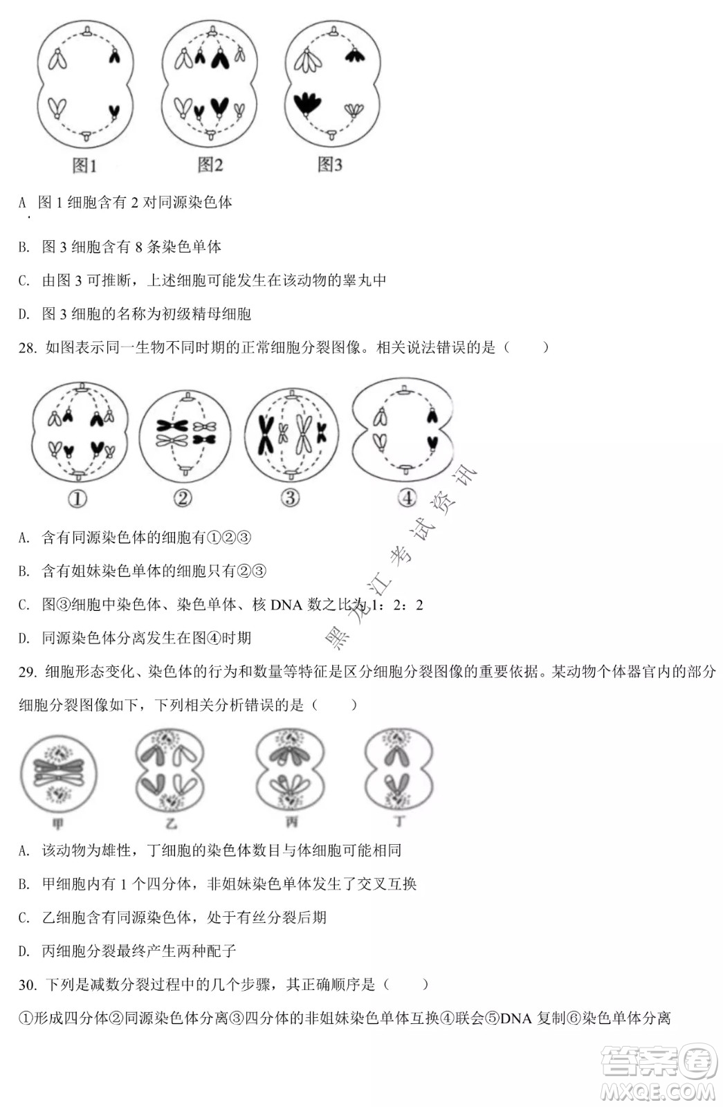 哈九中2021級高一下學期4月生物階段性驗收考試試題及答案