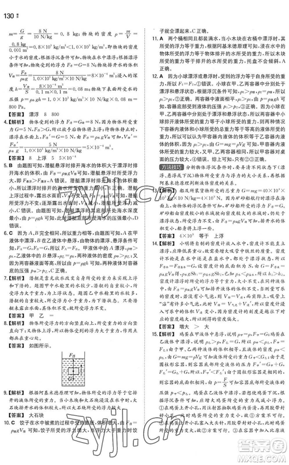 湖南教育出版社2022一本同步訓(xùn)練八年級(jí)物理下冊(cè)SK蘇科版答案