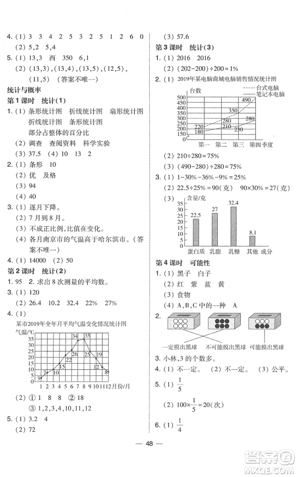 東北師范大學(xué)出版社2022北大綠卡課時(shí)同步訓(xùn)練六年級數(shù)學(xué)下冊北師大版答案