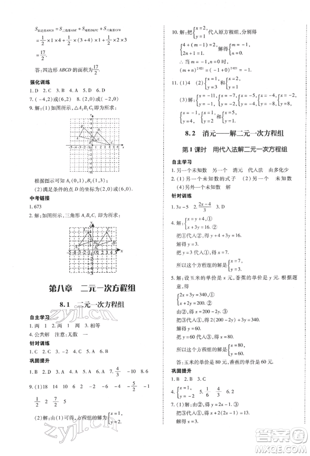 延邊大學出版社2022本土攻略七年級下冊數(shù)學人教版參考答案