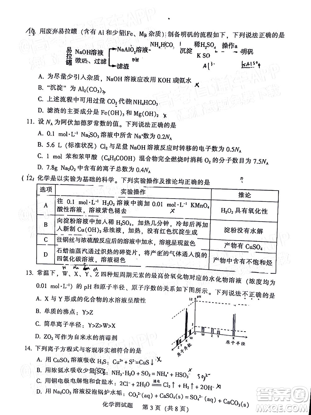 韶關(guān)市2022屆高三綜合測(cè)試二化學(xué)試題及答案