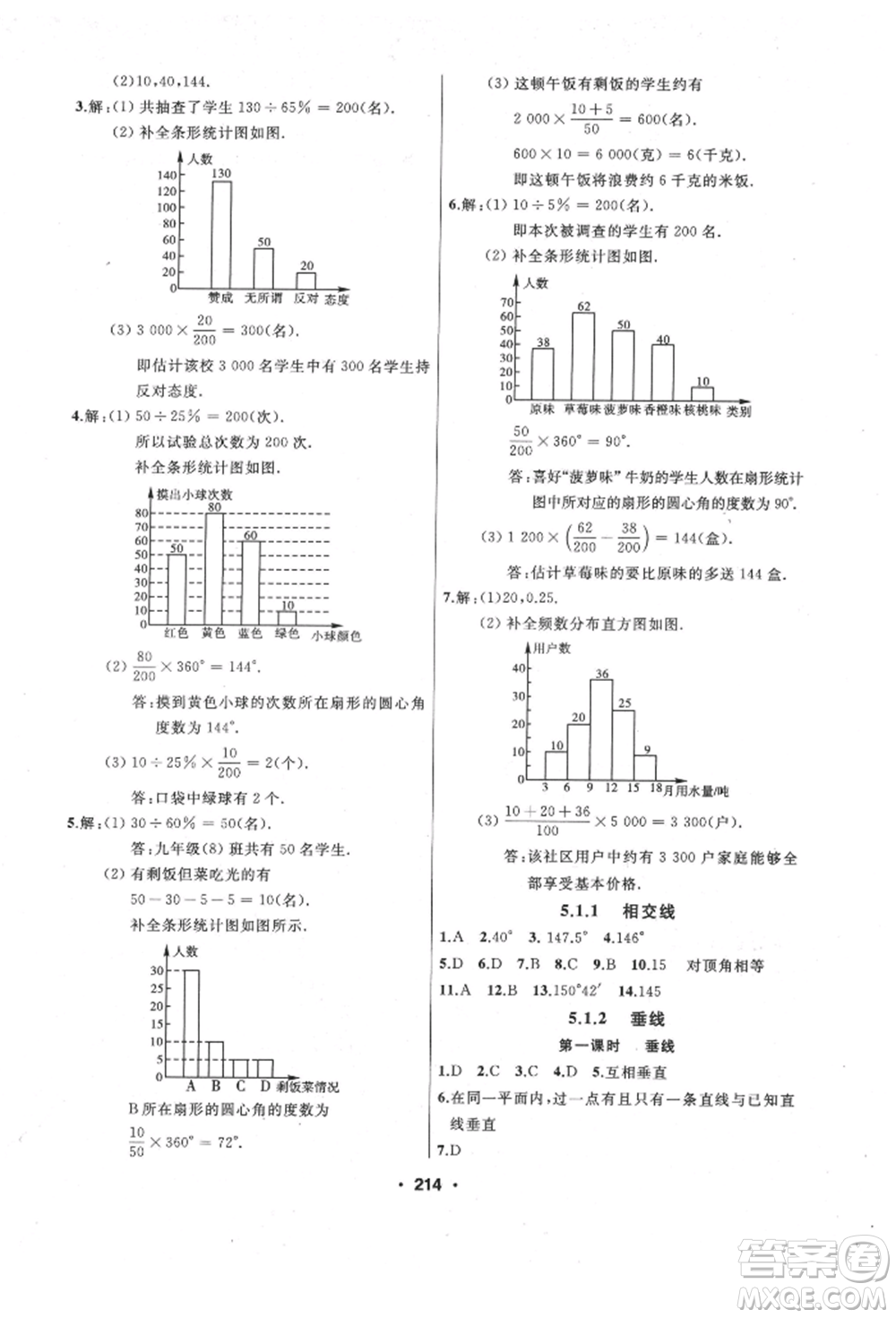 延邊人民出版社2022試題優(yōu)化課堂同步七年級下冊數(shù)學人教版參考答案