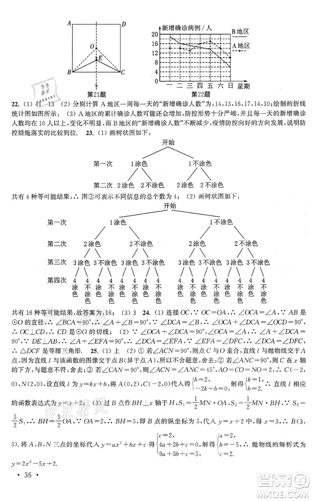 安徽人民出版社2022高效精練九年級(jí)數(shù)學(xué)下冊(cè)蘇科版答案