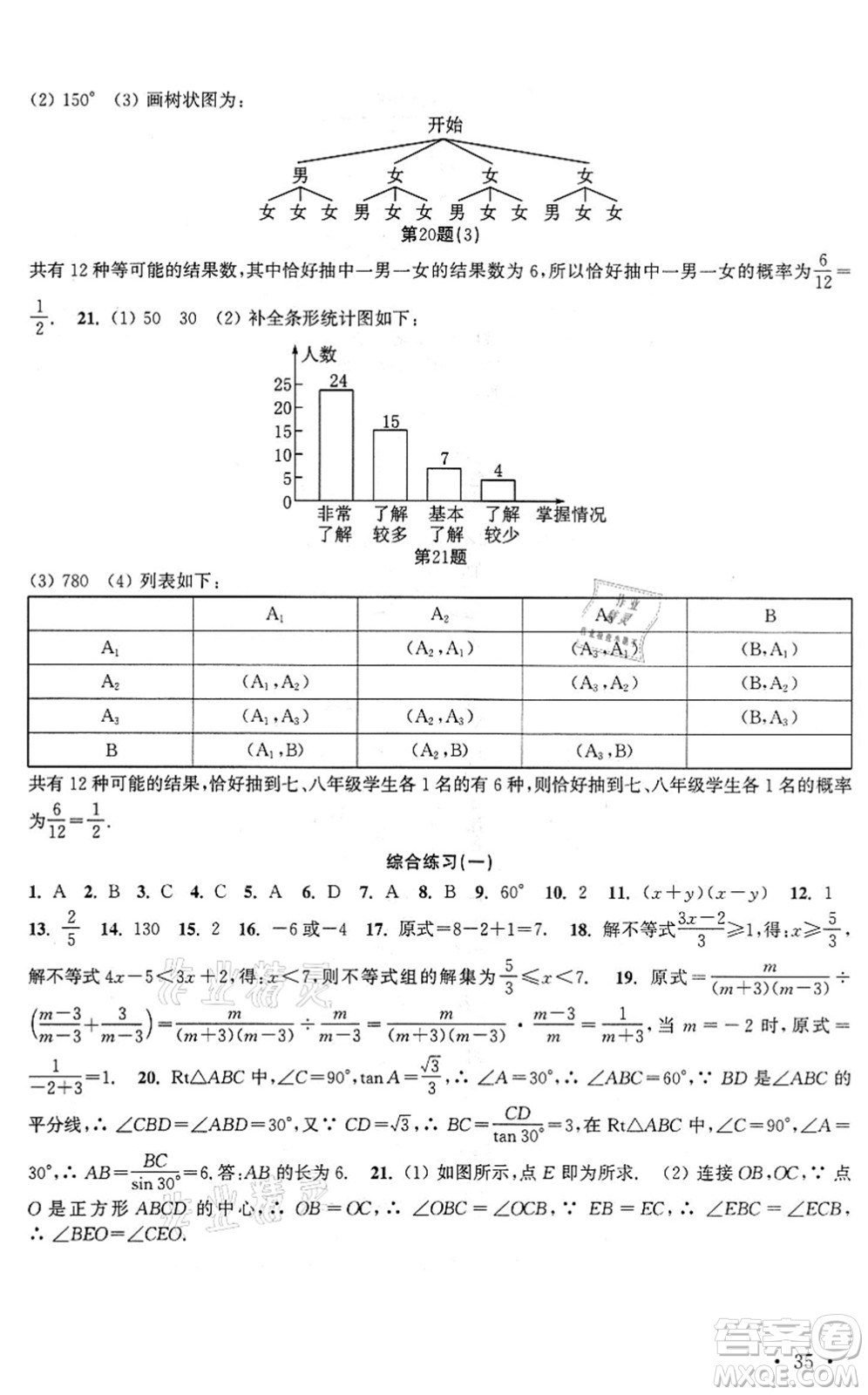 安徽人民出版社2022高效精練九年級(jí)數(shù)學(xué)下冊(cè)蘇科版答案