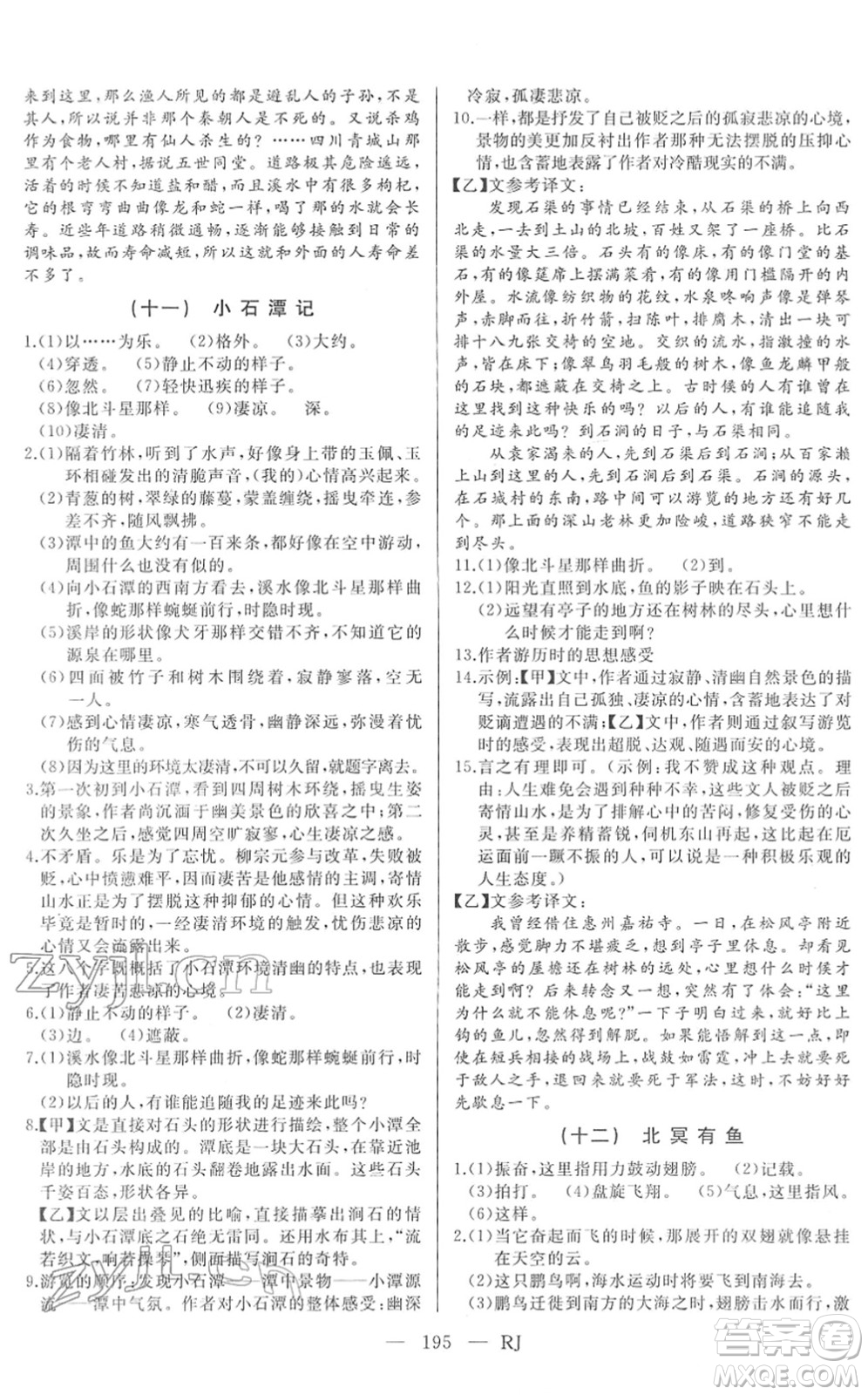 延邊人民出版社2022總復習測試一輪高效復習用書九年級語文人教版答案