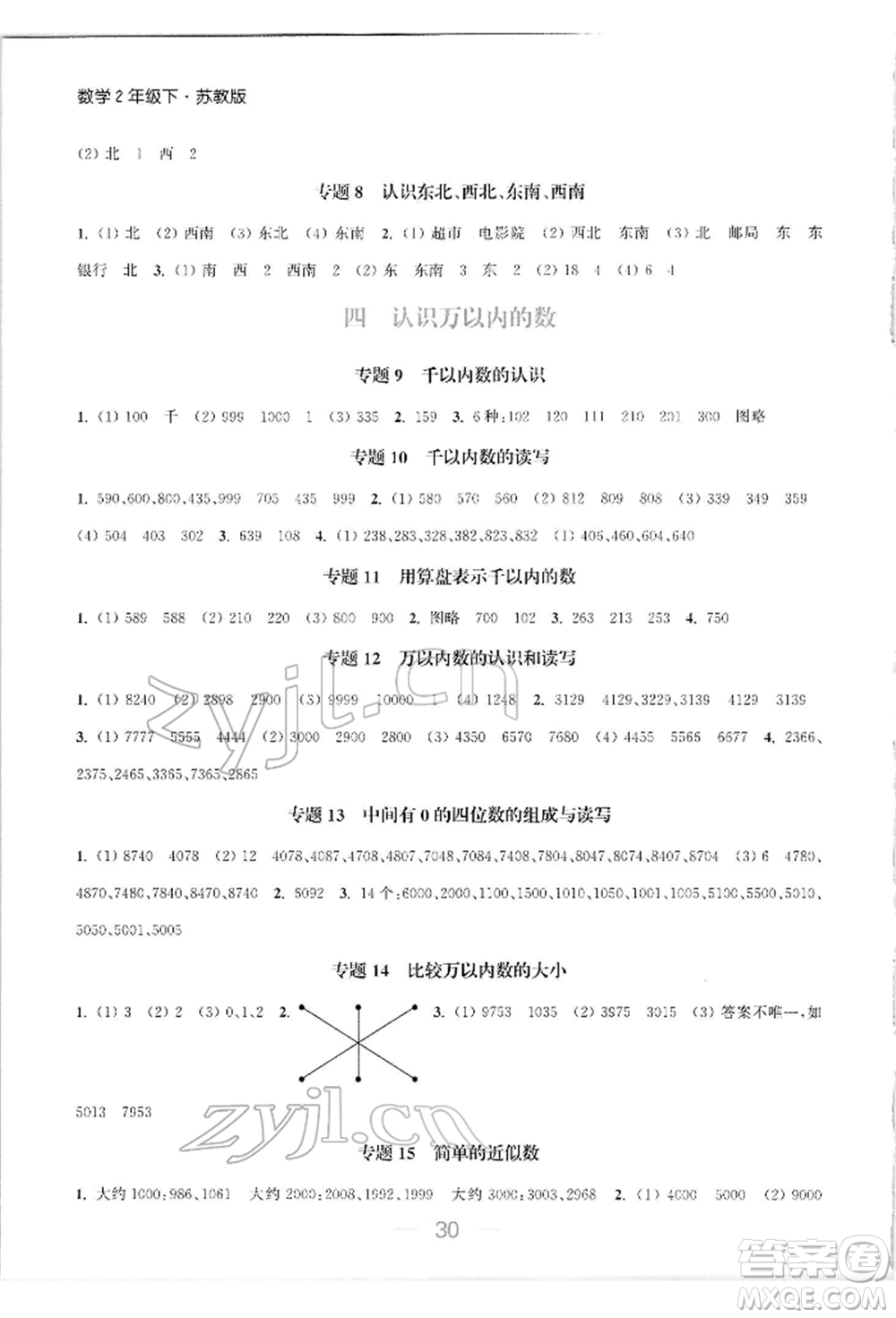 北方婦女兒童出版社2022金色課堂課時作業(yè)本二年級數(shù)學下冊江蘇版提優(yōu)版參考答案