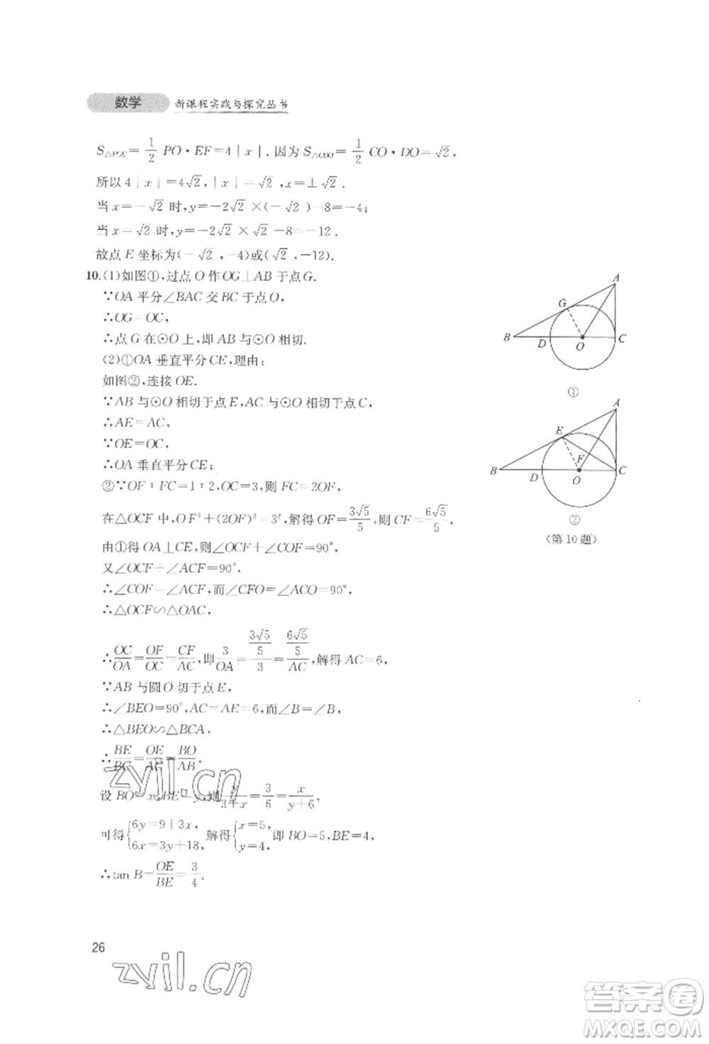 四川教育出版社2022新課程實(shí)踐與探究叢書(shū)九年級(jí)下冊(cè)數(shù)學(xué)北師大版參考答案