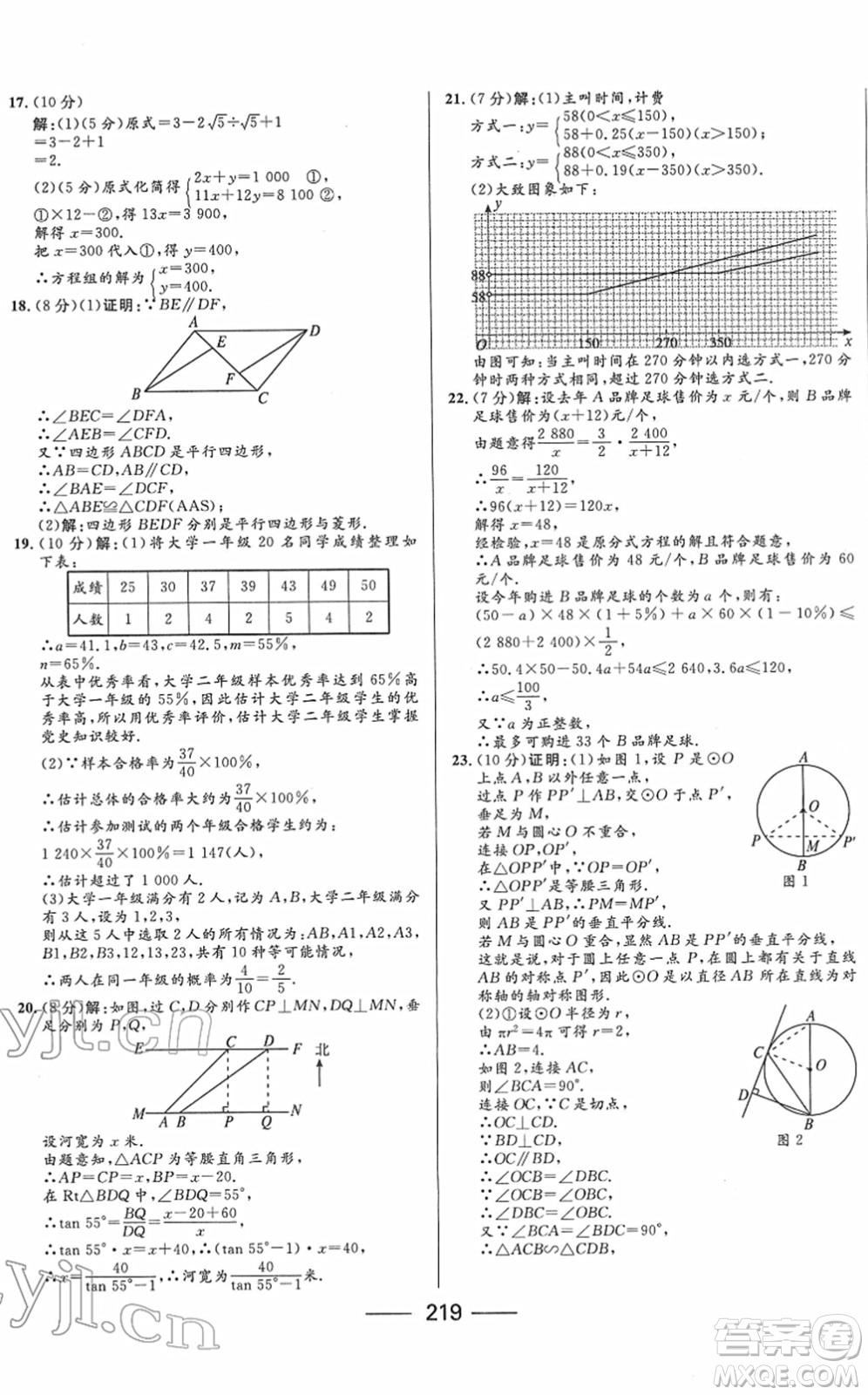 河北少年兒童出版社2022奪冠百分百內(nèi)蒙古中考試題調(diào)研九年級數(shù)學(xué)人教版答案