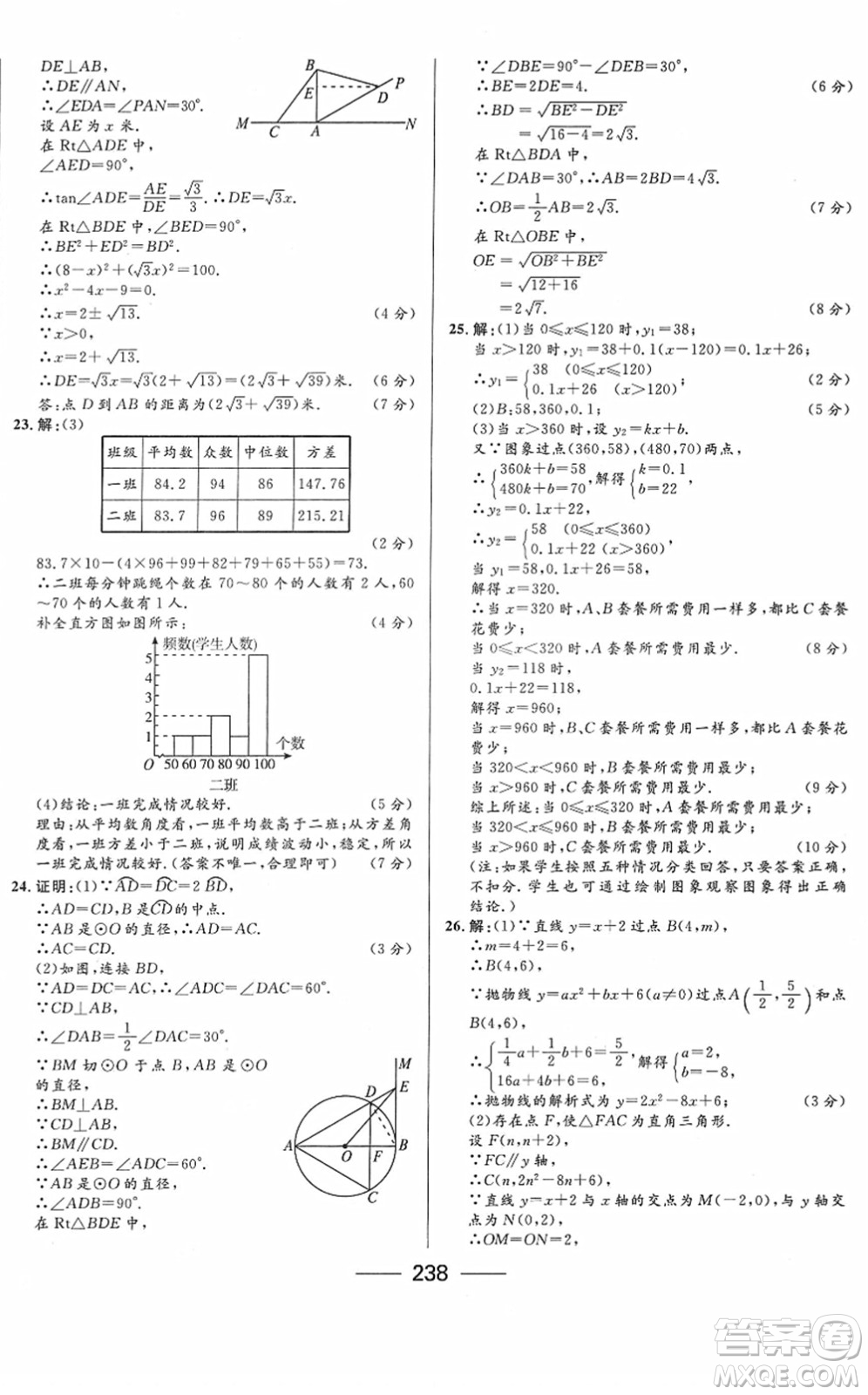 河北少年兒童出版社2022奪冠百分百內(nèi)蒙古中考試題調(diào)研九年級數(shù)學(xué)人教版答案