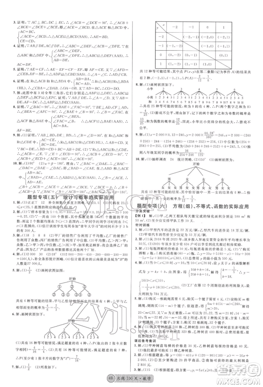 云南大學(xué)出版社2022火線100天紅版講數(shù)學(xué)通用版云南專版參考答案