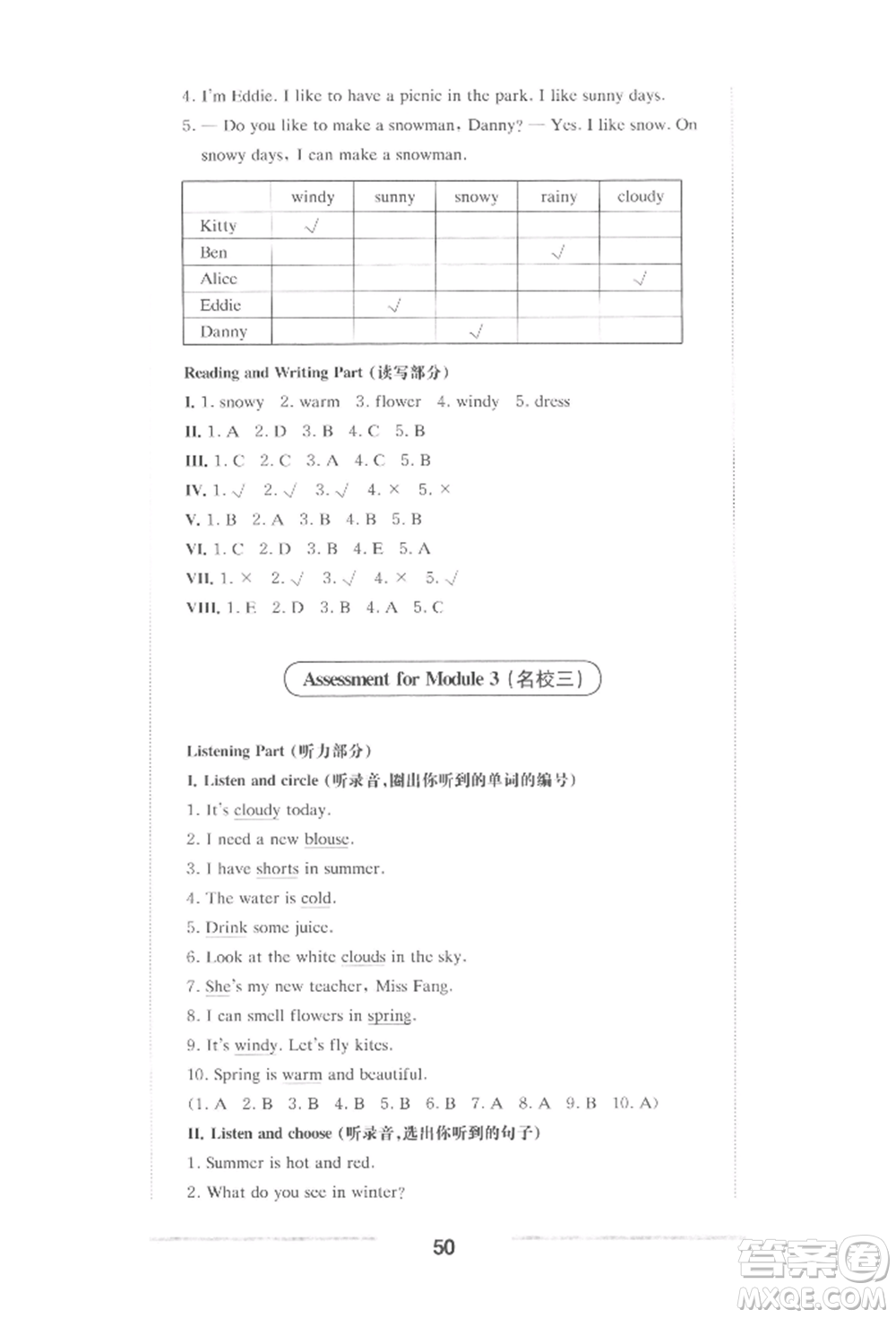 華東師范大學(xué)出版社2022上海名校名卷一年級下冊英語牛津版參考答案