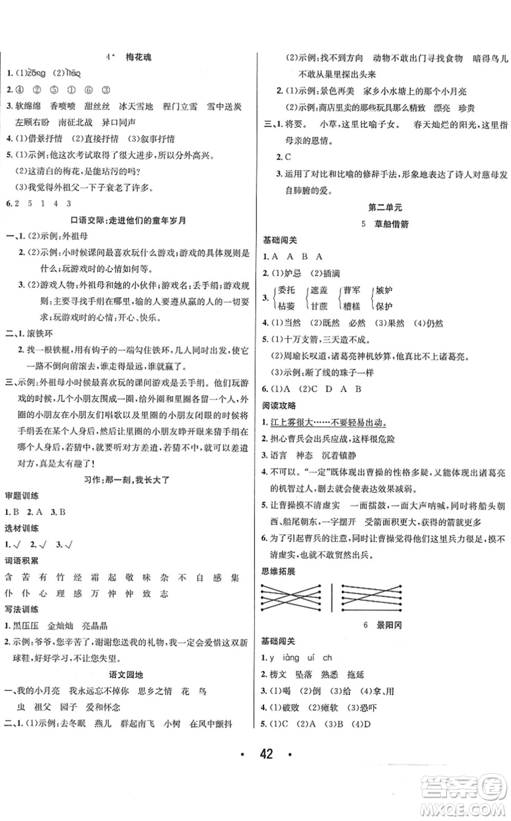 合肥工業(yè)大學(xué)出版社2022七天學(xué)練考五年級(jí)語文下冊(cè)人教版答案