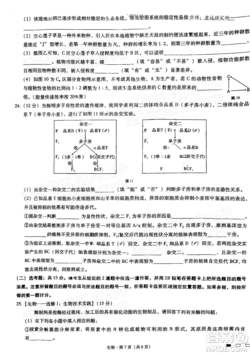 巴蜀中學(xué)2022屆高考適應(yīng)性月考卷九生物試題及答案