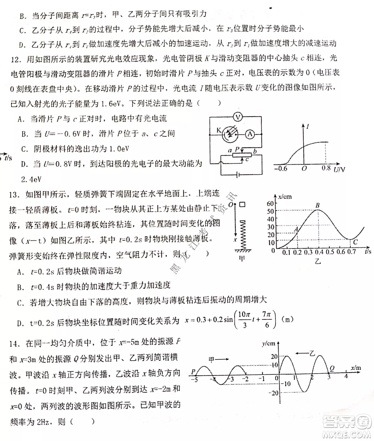 大慶實驗中學實驗一部2020級高二下學期期中考試物理試題及答案