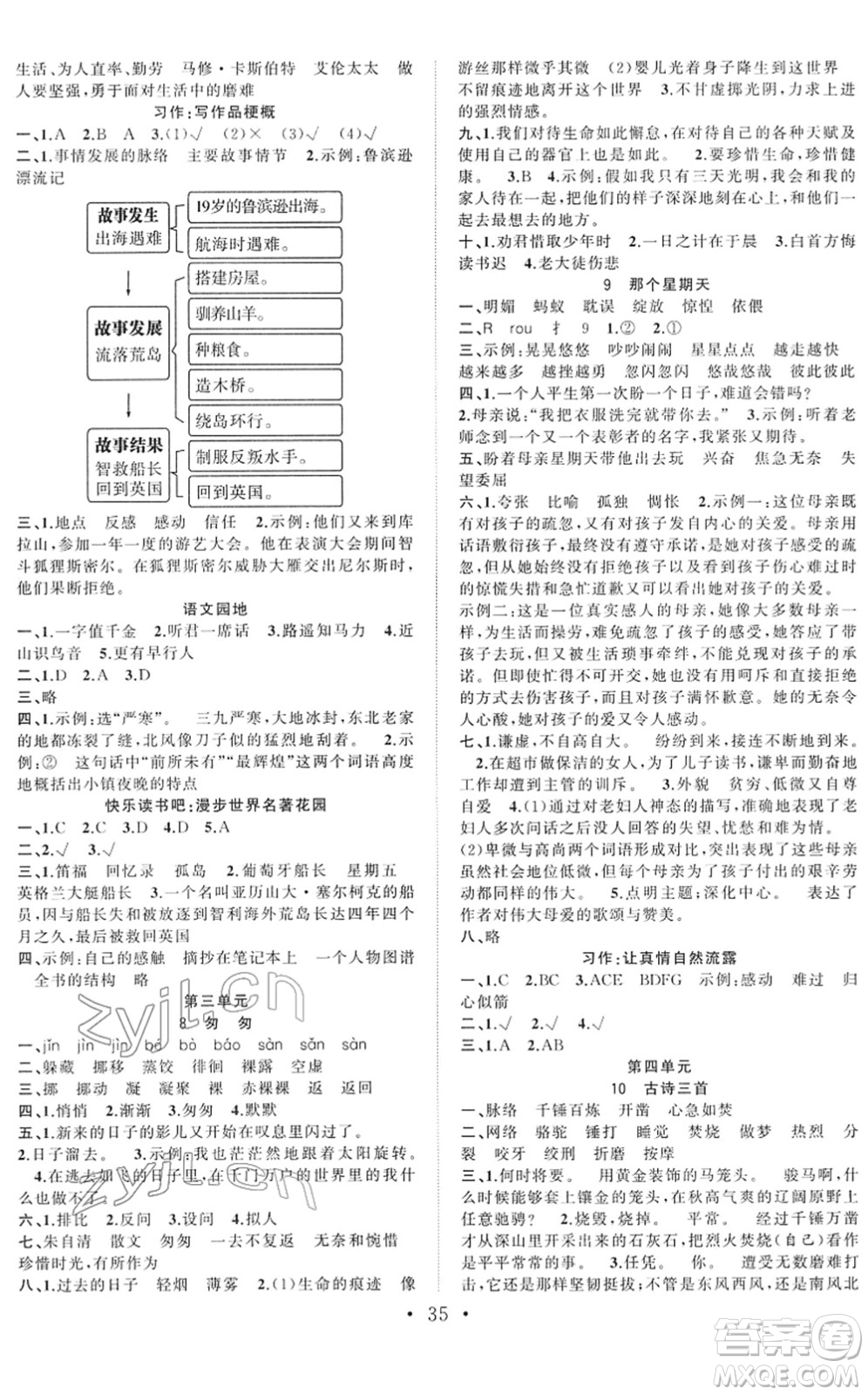 合肥工業(yè)大學(xué)出版社2022全頻道課時(shí)作業(yè)六年級語文下冊人教版答案