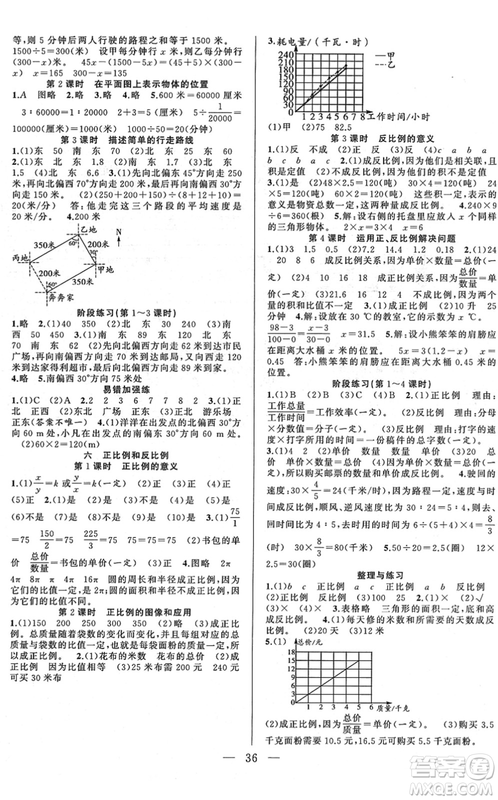 合肥工業(yè)大學(xué)出版社2022全頻道課時作業(yè)六年級數(shù)學(xué)下冊SJ蘇教版答案