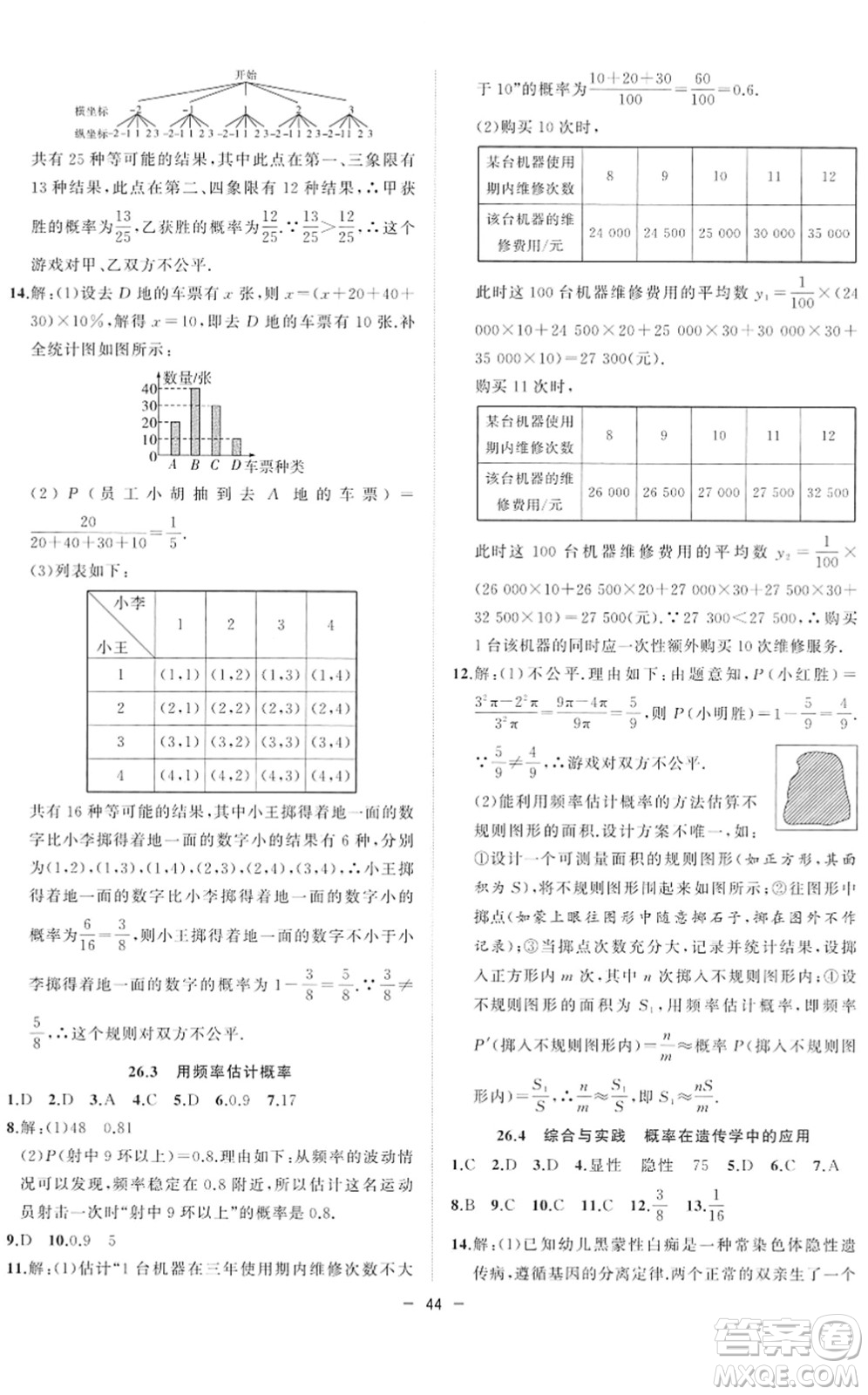 合肥工業(yè)大學(xué)出版社2022全頻道課時作業(yè)九年級數(shù)學(xué)下冊HK滬科版答案