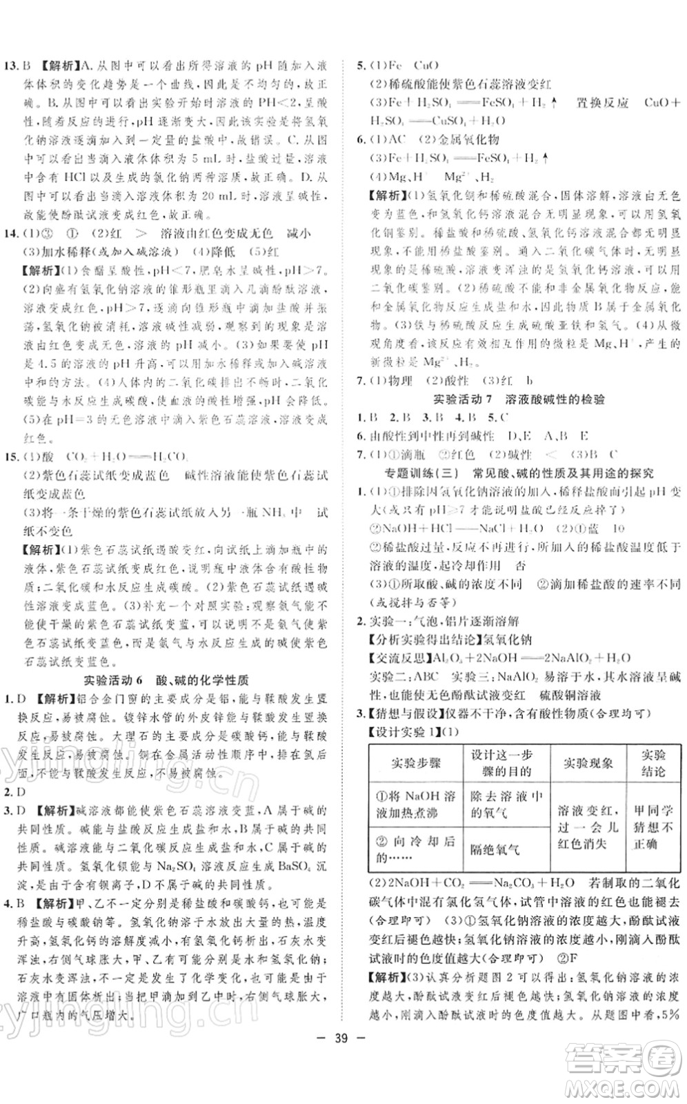 合肥工業(yè)大學(xué)出版社2022全頻道課時(shí)作業(yè)九年級(jí)化學(xué)下冊(cè)RJ人教版答案