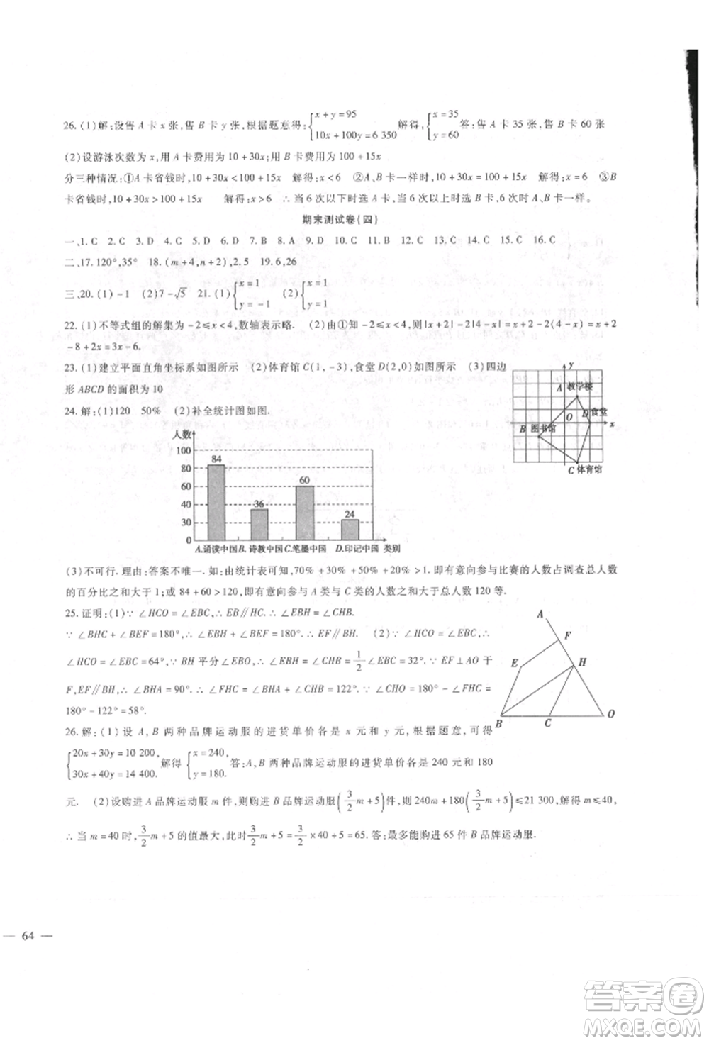 新疆文化出版社2022華夏一卷通七年級下冊數(shù)學(xué)人教版參考答案