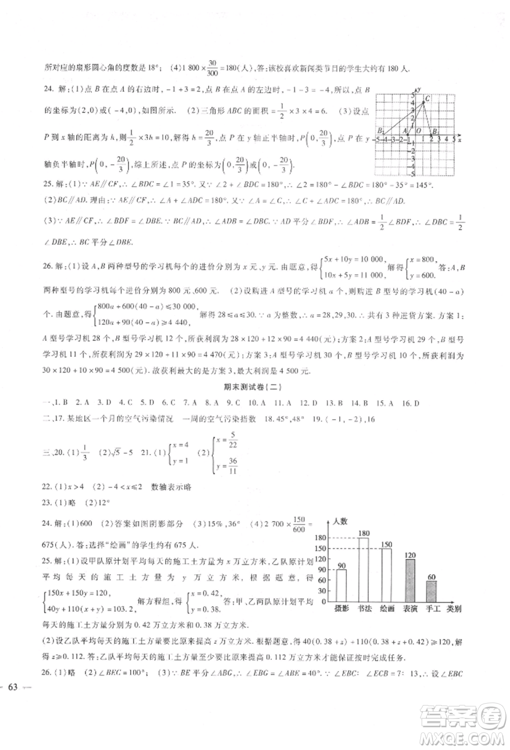 新疆文化出版社2022華夏一卷通七年級下冊數(shù)學(xué)人教版參考答案