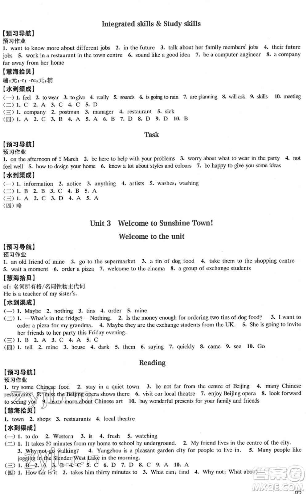 江蘇鳳凰教育出版社2022鳳凰數(shù)字化導(dǎo)學(xué)稿七年級(jí)英語下冊譯林版答案