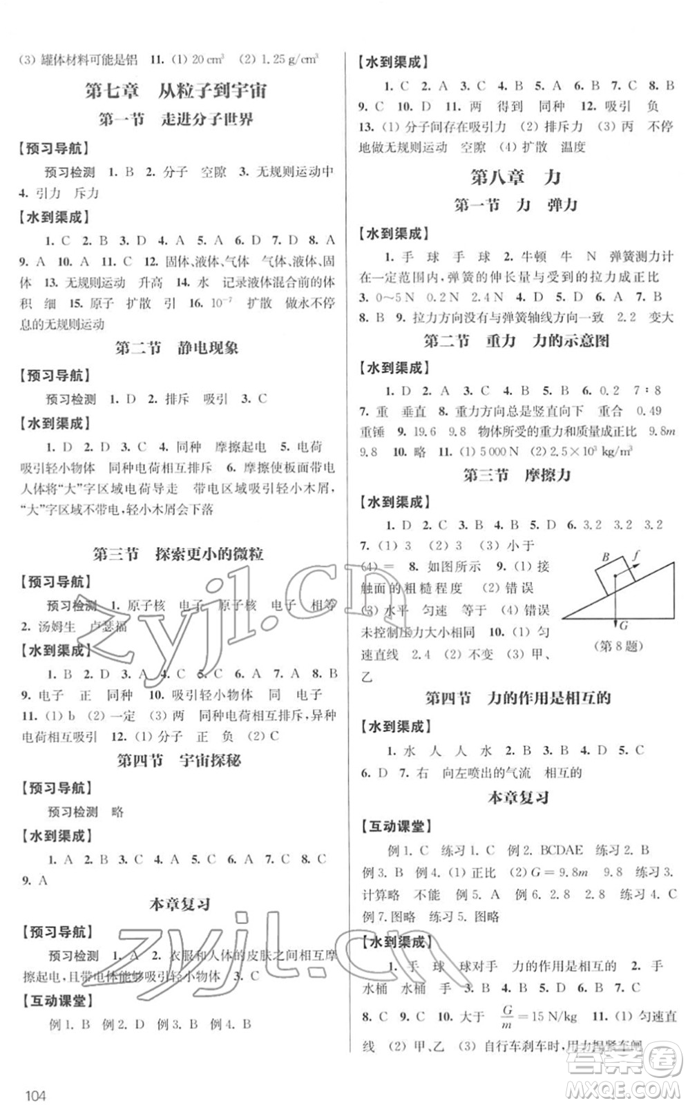 江蘇鳳凰教育出版社2022鳳凰數(shù)字化導(dǎo)學(xué)稿八年級(jí)物理下冊(cè)蘇科版答案