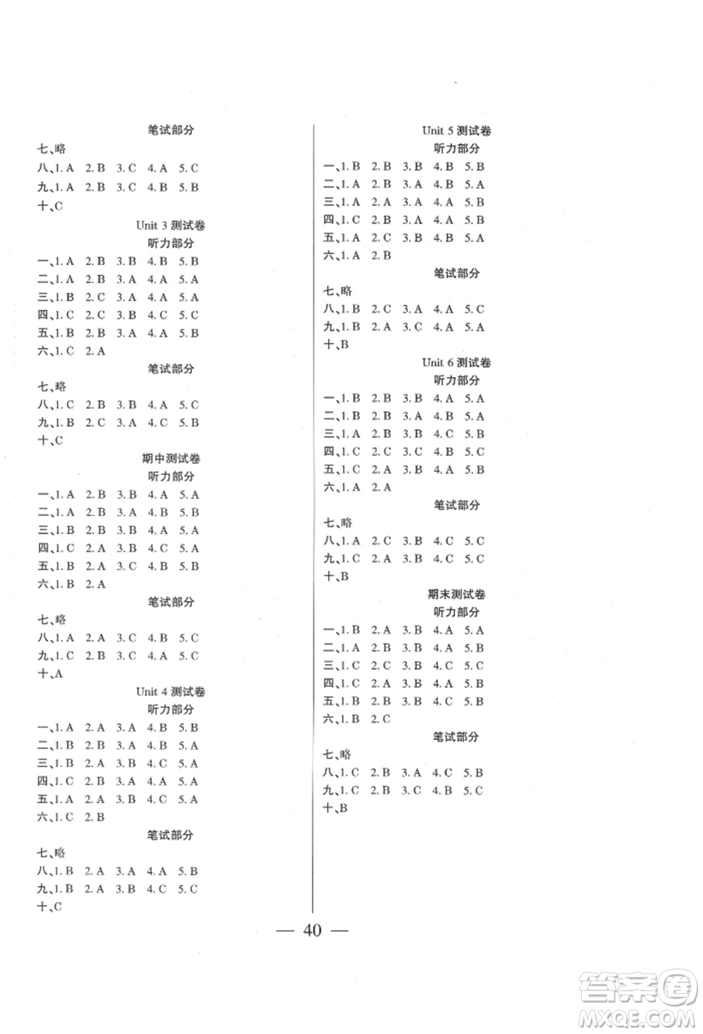 陽(yáng)光出版社2022激活思維智能訓(xùn)練三年級(jí)下冊(cè)英語(yǔ)人教版參考答案