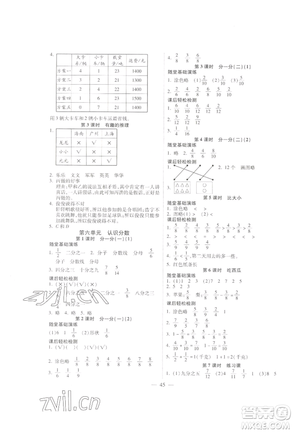 陽(yáng)光出版社2022激活思維智能訓(xùn)練三年級(jí)下冊(cè)數(shù)學(xué)北師大版參考答案