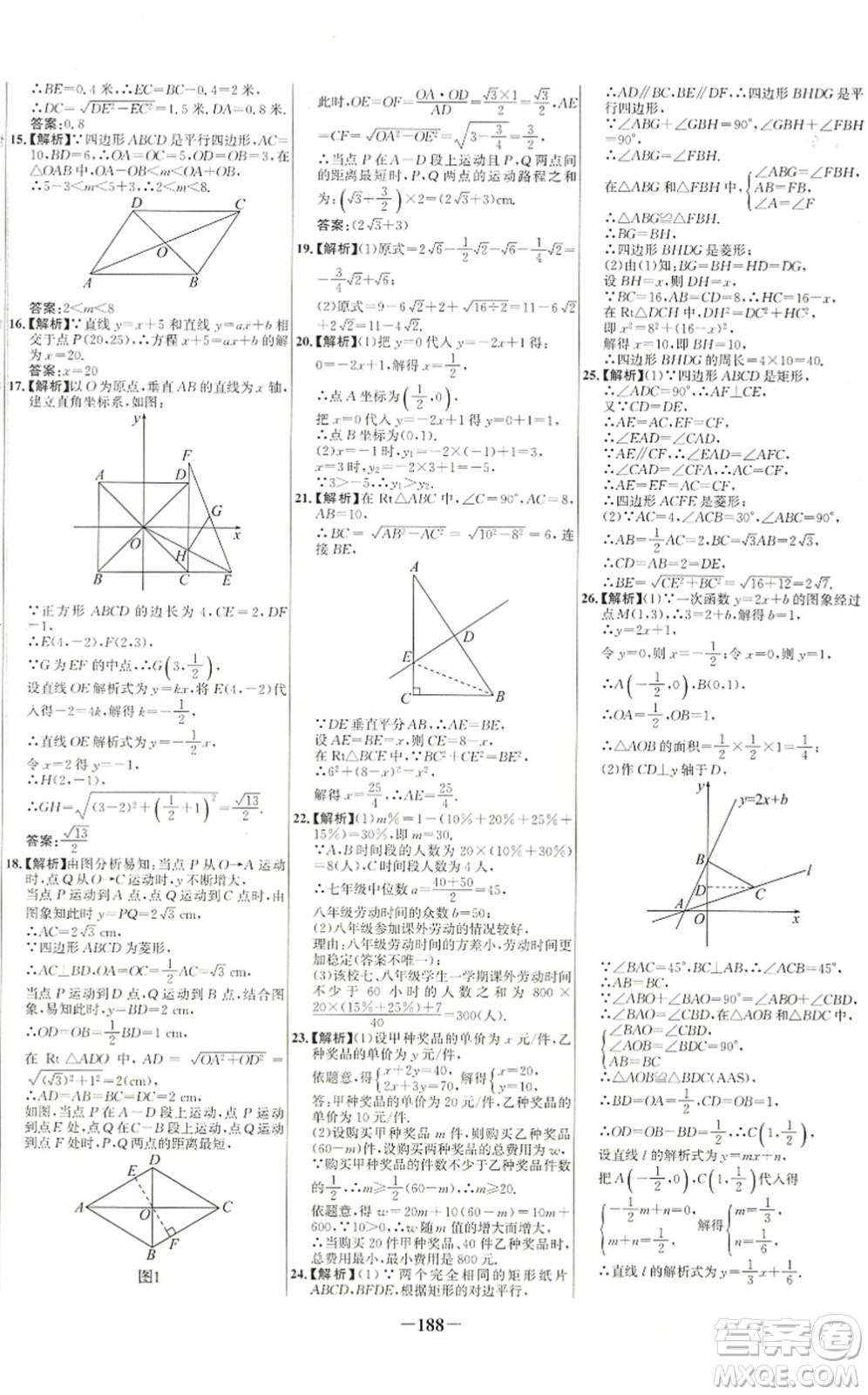 延邊大學(xué)出版社2022世紀(jì)金榜百練百勝八年級數(shù)學(xué)下冊RJ人教版答案