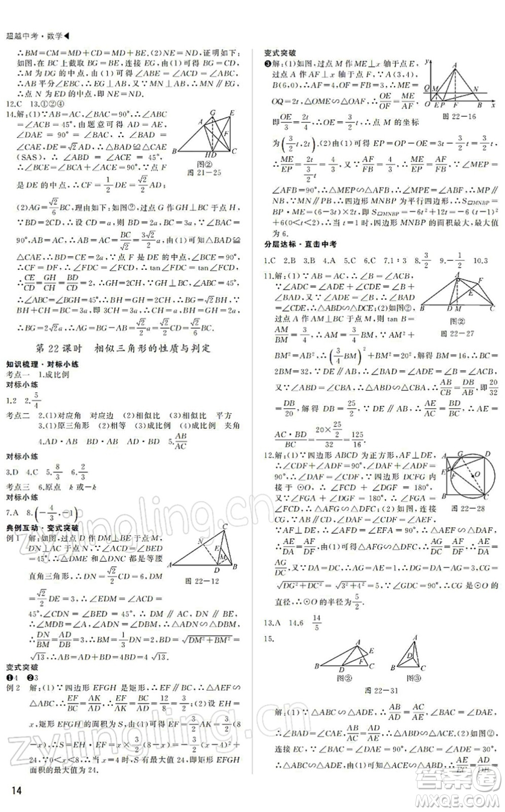 內(nèi)蒙古大學出版社2022超越中考九年級數(shù)學下冊人教版答案