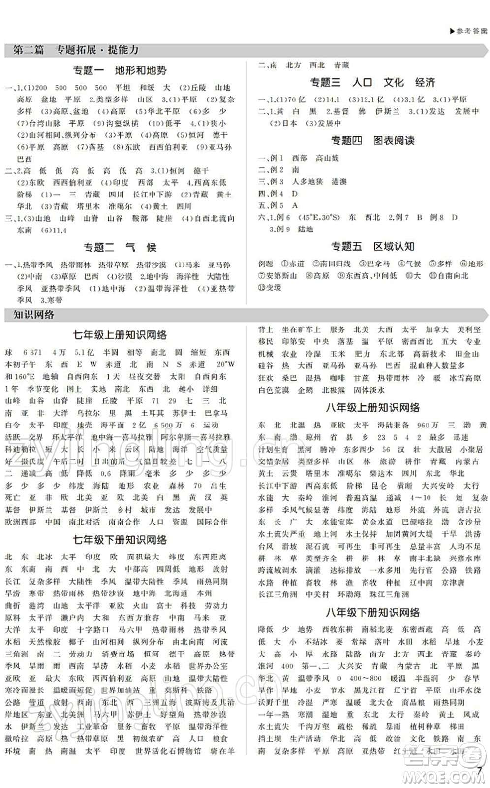 內(nèi)蒙古大學(xué)出版社2022超越中考九年級(jí)地理下冊(cè)人教版綿陽(yáng)專(zhuān)版答案