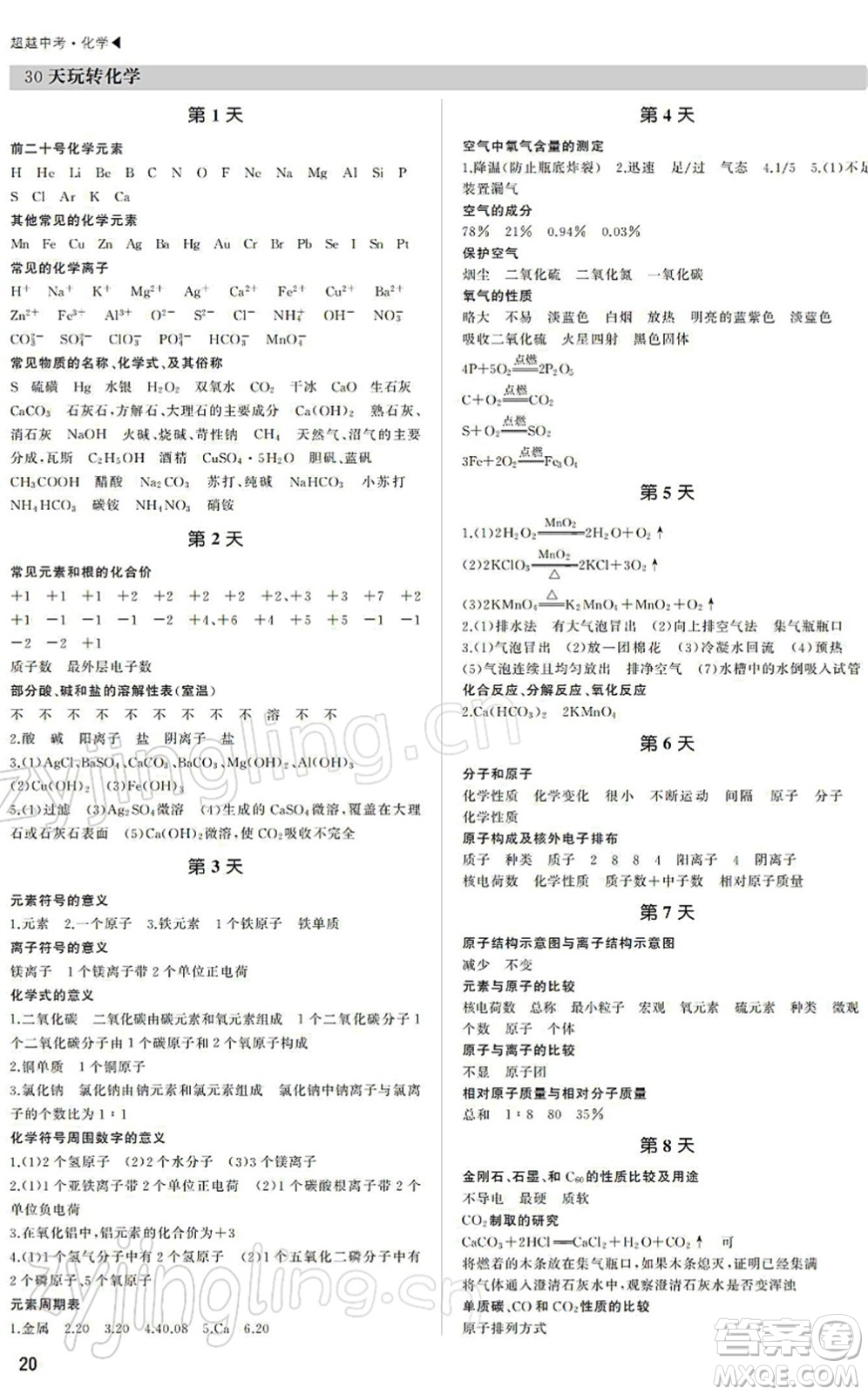 內蒙古大學出版社2022超越中考九年級化學下冊人教版答案