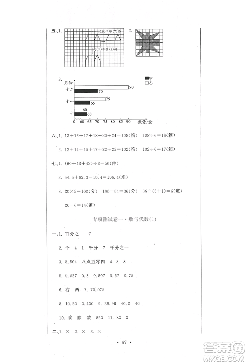 北京教育出版社2022提分教練優(yōu)學導練測試卷四年級下冊數學人教版參考答案