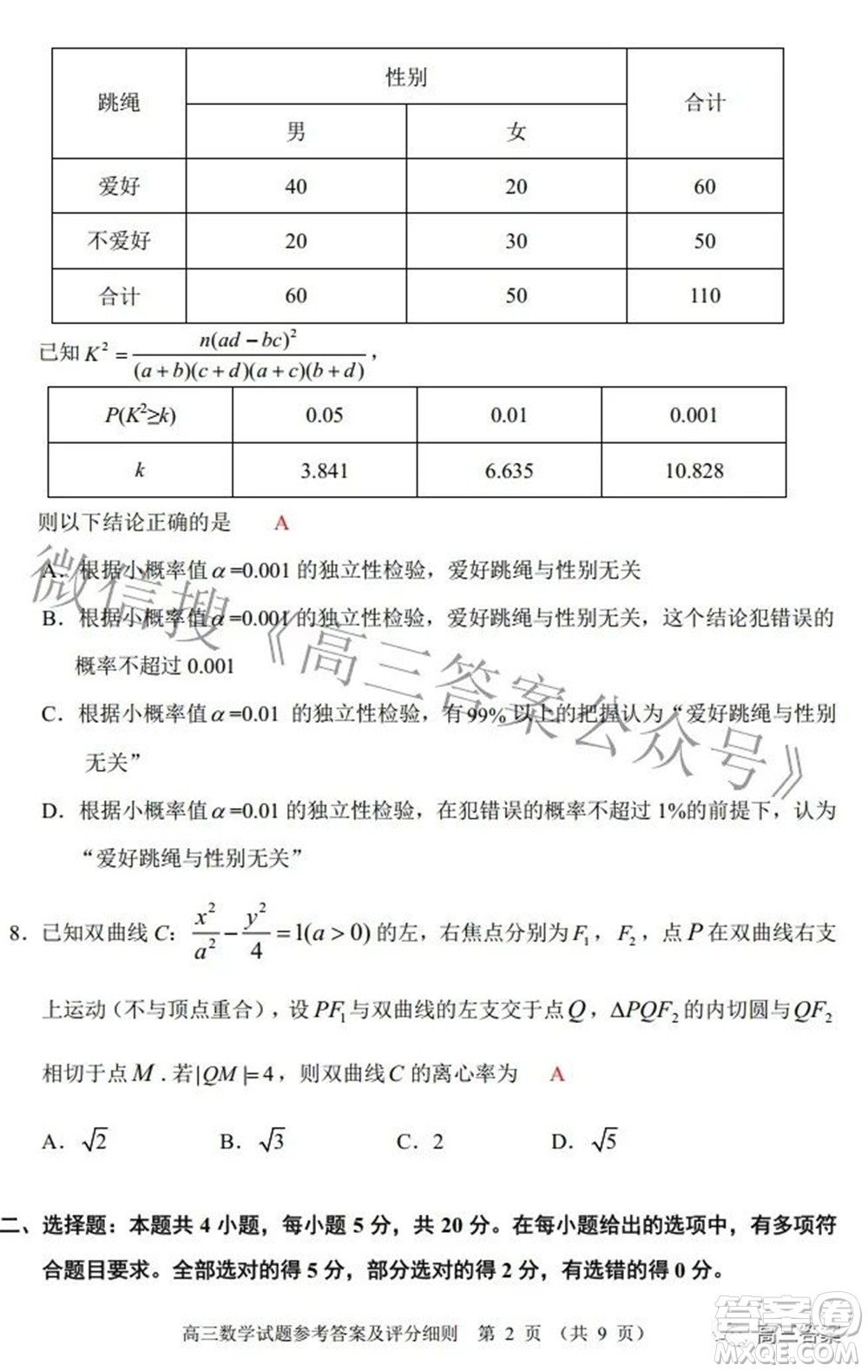 武昌區(qū)2022屆高三年級5月質(zhì)量檢測數(shù)學(xué)試題及答案