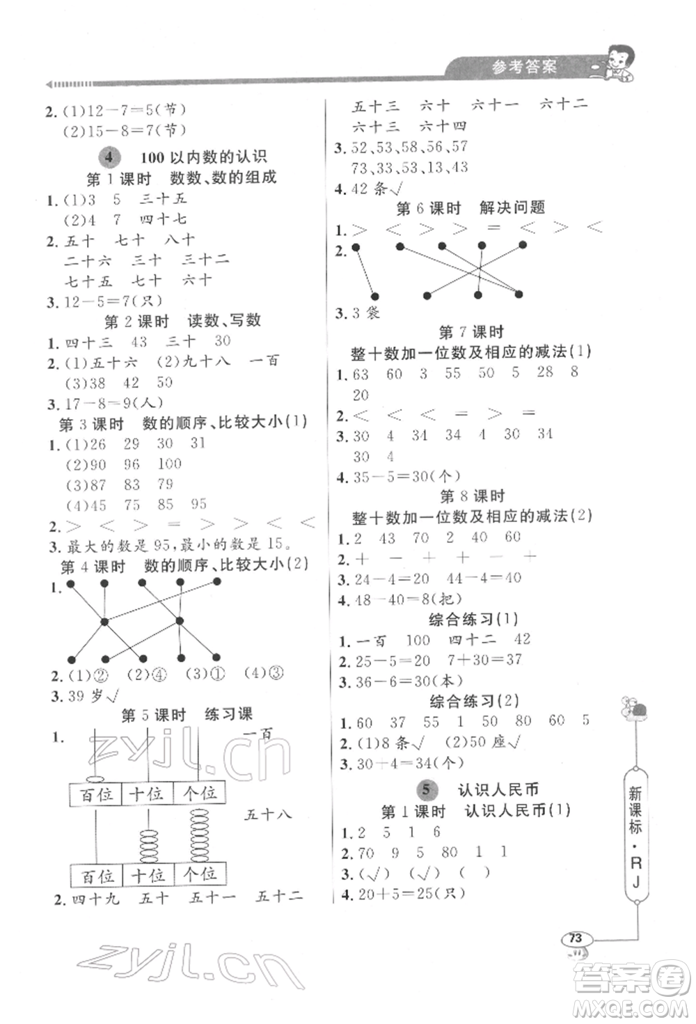 山東畫報(bào)出版社2022應(yīng)用題天天練一年級(jí)下冊(cè)數(shù)學(xué)人教版參考答案